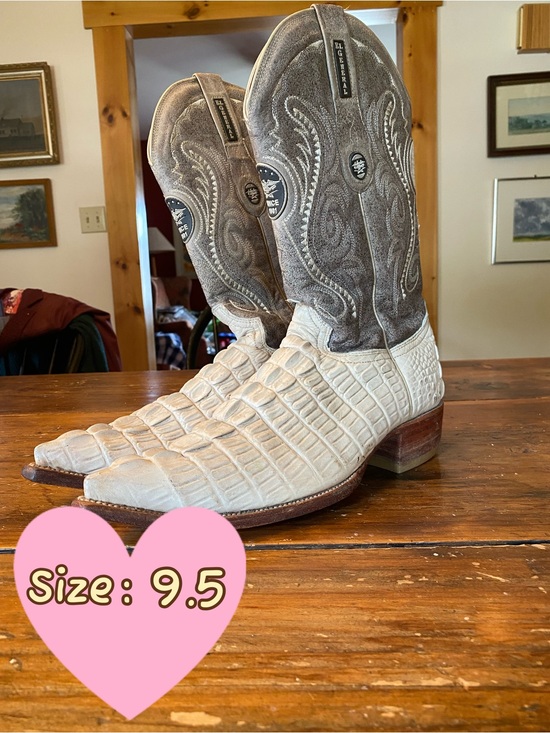 El General Other - El General Two-Tone Cream and Gray Gator Western Boots